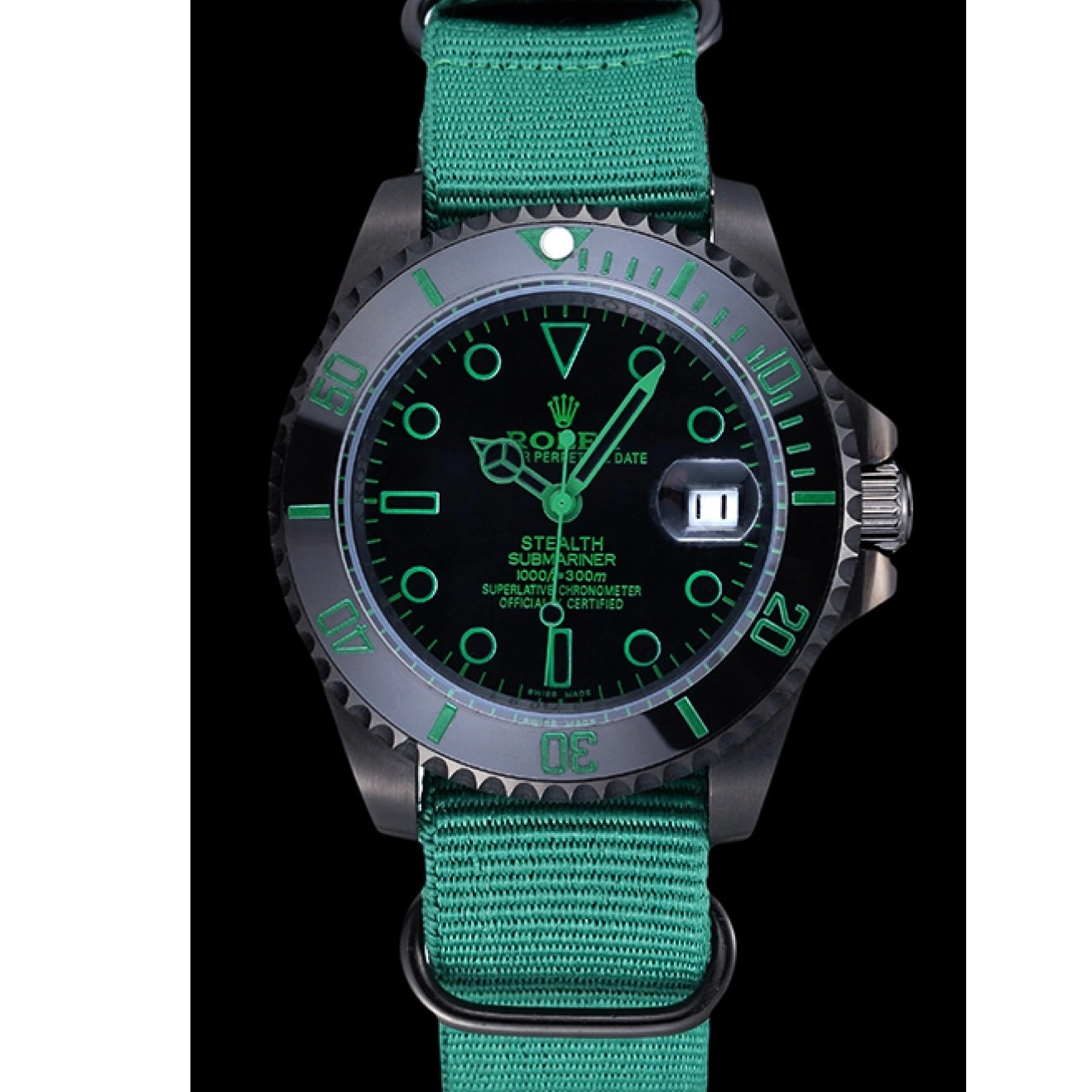 Aaa replica Rolex Submariner Stealth Strap 622009 Green Nylon 0815